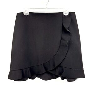 Alice + Olivia Lani Overlap Ruffle Black Mini Skirt Size 12